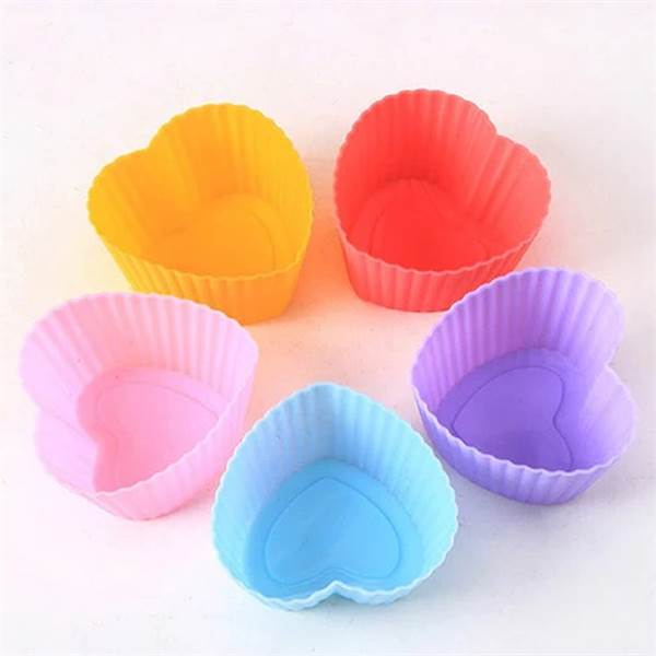 Silicone Heart Shaped Baking Mold (Pack of 10)
